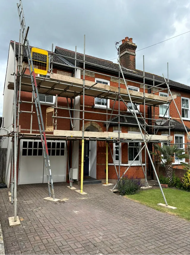 scaffolding on house